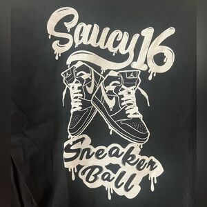 Saucy 16  Black Tee with Silver Graphic